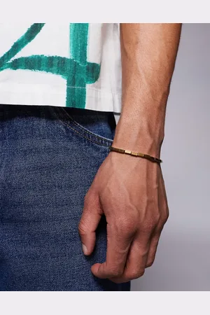 ASOS Pulsera dorada de cadena con cuentas metálicas de acero inoxidable resistente al agua de