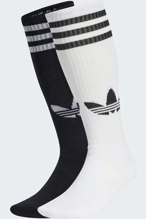 adidas Pack de 2 pares de calcetines por la rodilla de color negro y blanco de