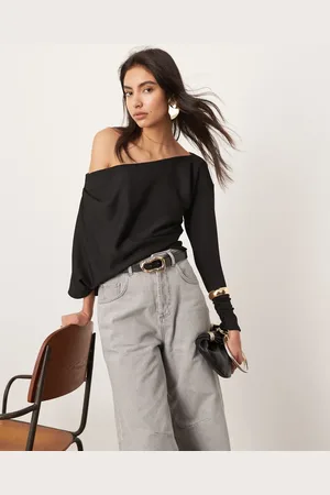 ASOS Top con escote Bardot drapeado de