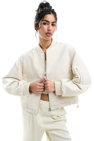 ASOS Chaqueta bomber corta color de tejido texturizado de -Beis neutro