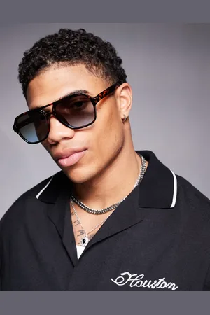 ASOS Gafas de sol estilo aviador con montura efecto carey y lentes con degradado azul y de