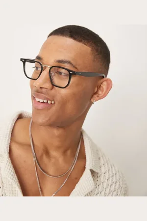 ASOS Gafas negras cuadradas de metal con lentes transparentes de