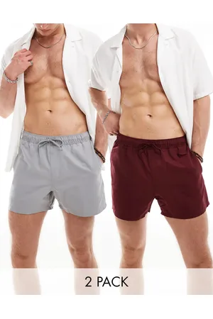ASOS Pack de 2 shorts de baño cortos de color burdeos y gris de -Multicolor