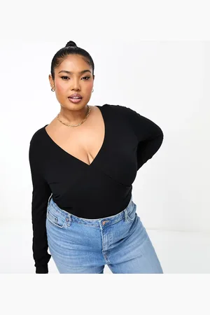 ASOS Top cruzado de manga larga de ASOS DESIGN Curve