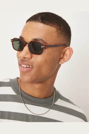 ASOS Gafas de sol efecto carey rectangulares pequeñas con lentes verdes ahumadas de