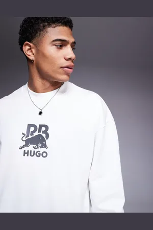 HUGO BOSS Sudadera blanca extragrande con logo en la parte central del pecho Dahrain de la colección cápsula Red Bull Racing de HUGO