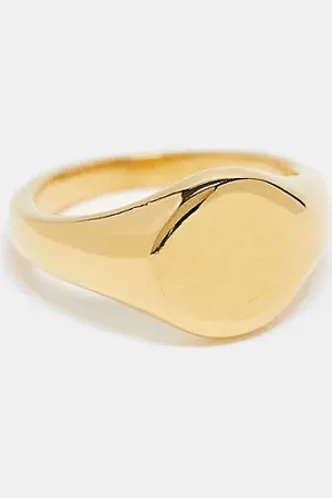 LOST SOULS Anillo tipo sello de acero inoxidable chapado en oro de 18 quilates de