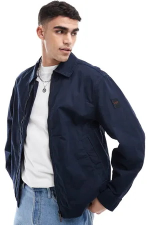 HUGO BOSS Chaqueta Harrington holgada de manga larga con recuadro del logo de algodón Ocrush-D de