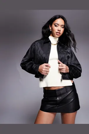 HUGO BOSS Chaqueta negra con estampado tonal de satén Aleria de