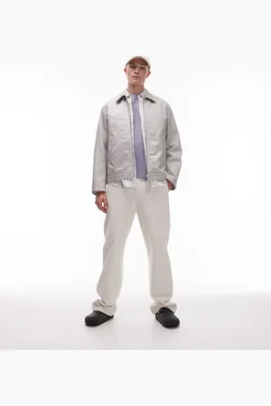 ARKET Chaqueta color topo minimalista de estilo worker con solapas y cremallera delantera de -Neutro