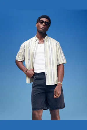Weekday Camisa a rayas amarillas de manga corta de