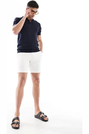 River Island Pantalones cortos blancos con textura de punto de arroz de