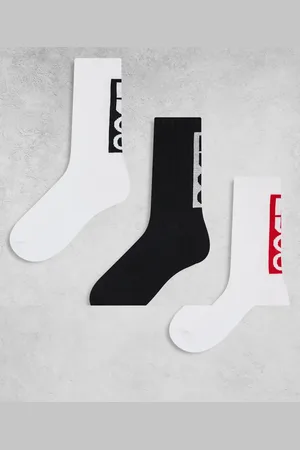 HUGO BOSS Pack de 3 pares de calcetines d color negro y blanco con logo trasero de HUGO Bodywear
