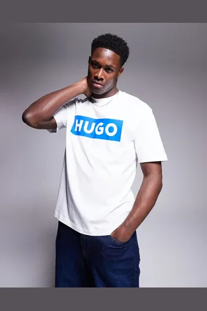 Hugo Blue Camiseta blanca con logo en el pecho Nico de