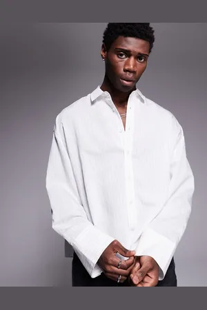 ASOS Camisa blanca extragrande y voluminosa con raya diplomática de