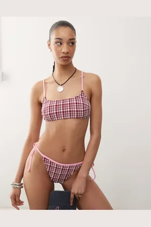 Reclaimed Top de bikini a cuadros vichy rosas estilo bralette de sirsaca de