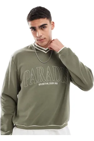 ASOS Sudadera de corte cuadrado extragrande con cuello de pico y detalle estampado de