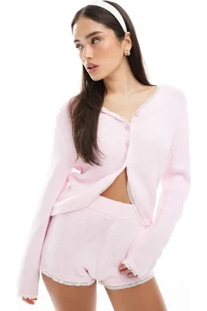 Miss Selfridge Cárdigan de punto con ribete de encaje de (parte de un conjunto)