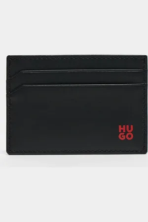 HUGO BOSS Tarjetero con logo de cuero Tibby de