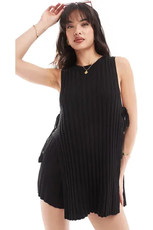 SNDYS Top sin mangas con aberturas laterales anudadas de canalé de (parte de un conjunto)