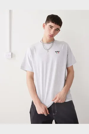Kickers Camiseta gris claro jaspeado extragrande con estampado gráfico del logo de