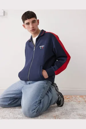 Kickers Chaqueta azul marino con franja roja y cremallera de punto liso de