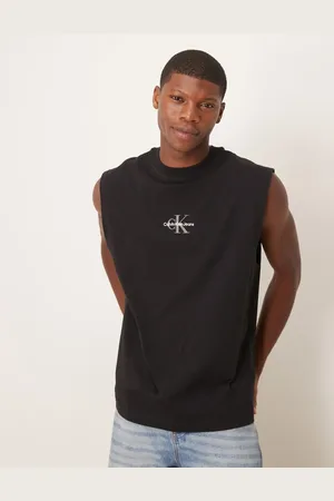 Calvin Klein Camiseta negra sin mangas con logo de monograma de -Negro