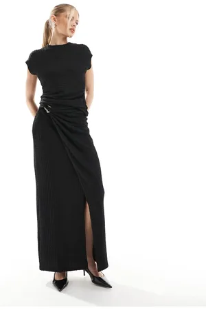 Threadbare Falda larga negra texturizada con detalle de herraje dorado de (parte de un conjunto)