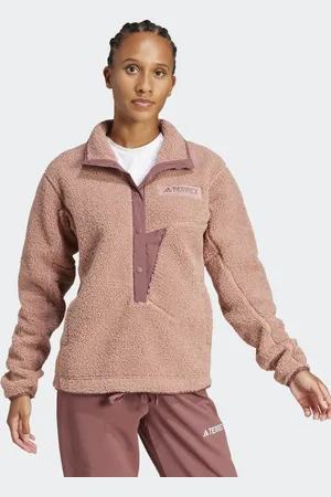 adidas Sudadera color arcilla cálido sin cierres de felpa mullida Terrex Xploric High Pile Fleece de -Marrón