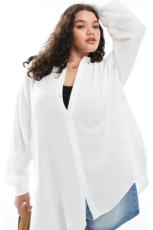 ONLY Camisa blanca de manga larga de bambula de -Blanco