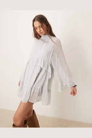 ASOS Vestido corto con cuello alto y volantes de