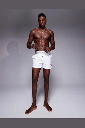 HUGO BOSS Shorts de baño blancos con etiqueta del logo Dominica de