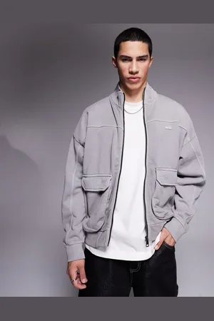 Hugo Blue Sudadera negra de corte suelto con cremallera Nombos de