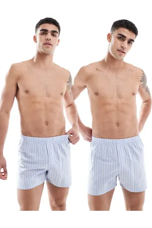 ASOS Pack de 2 calzoncillos bóxer azules a rayas de