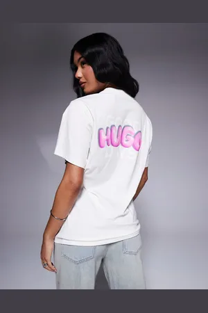 Hugo Blue Camiseta blanca con logo estampado vintage de -Blanco