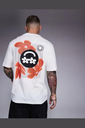 Hugo Blue Camiseta blanco hueso con estampado floral trasero Nufloro de