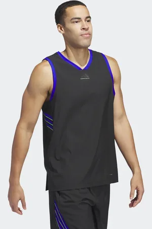 adidas Camiseta negra y azul lúcido sin mangas Crazy Lite de -Negro