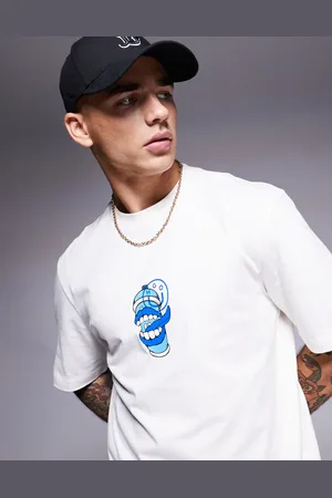 Hugo Blue Camiseta blanco hueso con logo estampado de bote de espray Nutongo de