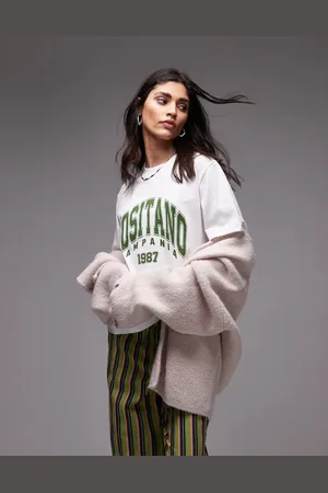Topshop Camiseta blanca básica con estampado gráfico "Positano" premium de