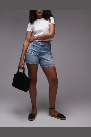 Topshop Pantalones cortos vaqueros descoloridos Editor de -Azul