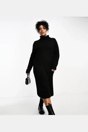 ONLY Vestido midi estilo jersey con cuello vuelto de