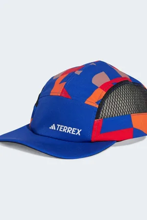 adidas Gorra azul lúcido suave y naranja impacto con diseño de 5 paneles y estampado gráfico Terrex Climacool de