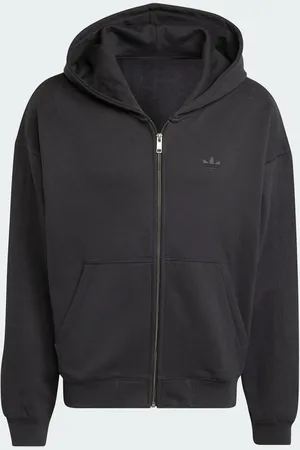 adidas Sudadera negra básica con capucha y cremallera Premium Essentials de