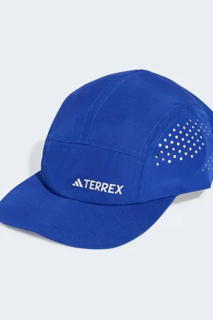 adidas Gorra azul semilúcido y blanca lisa con diseño de 5 paneles Terrex Climacool de