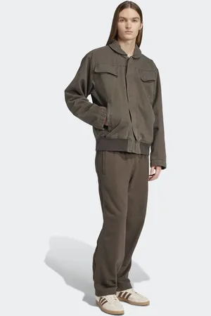 adidas Pantalones verde oliva sombra básicos con bajos abiertos Premium Essentials de
