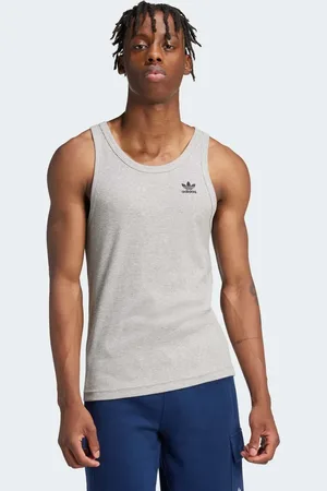 adidas Camiseta gris medio jaspeado básica de tirantes Trefoil Essentials de