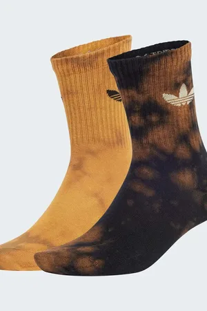 adidas Pack de 2 pares de calcetines negros y amarillo tenue de caña alta con lavado ácido de