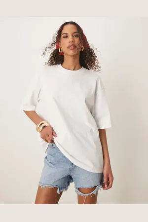 Gina Tricot Camiseta blanca extragrande de manga corta de