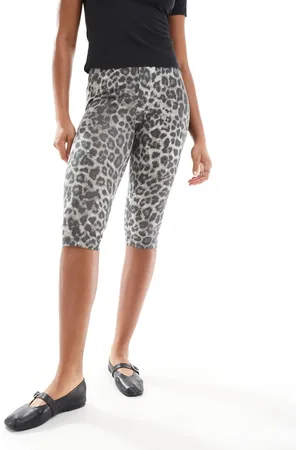 JJXX Leggings capri con estampado de leopardo de -Multicolor