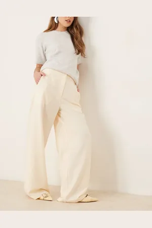 ASOS Pantalones de sastre amarillo pastel de pernera recta holgada de -Blanco